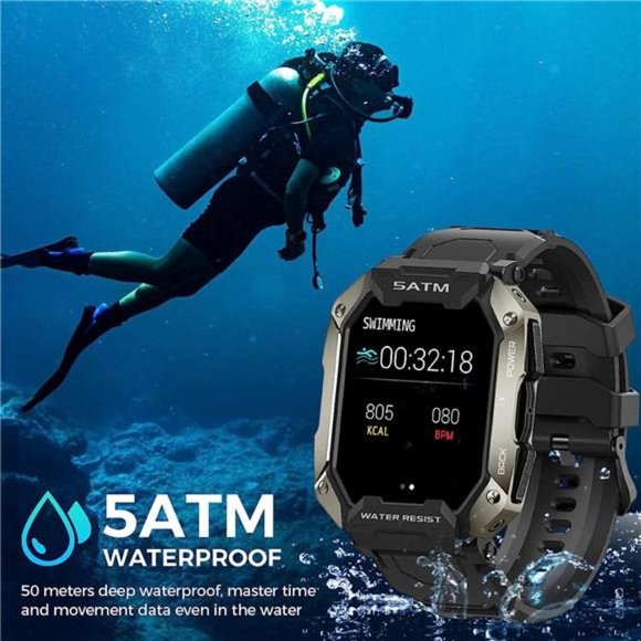 Smart Watches for Men,50M Waterproof Rugged Military Grade Bluetooth Call - Picture 5 of 6